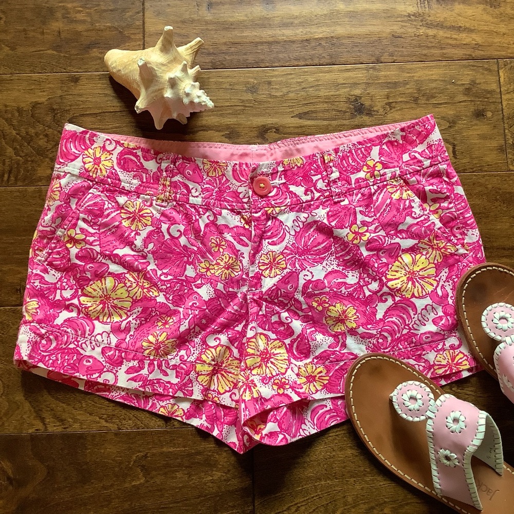 Lilly Pulitzer Shorts Chum Bucket Pink Yellow